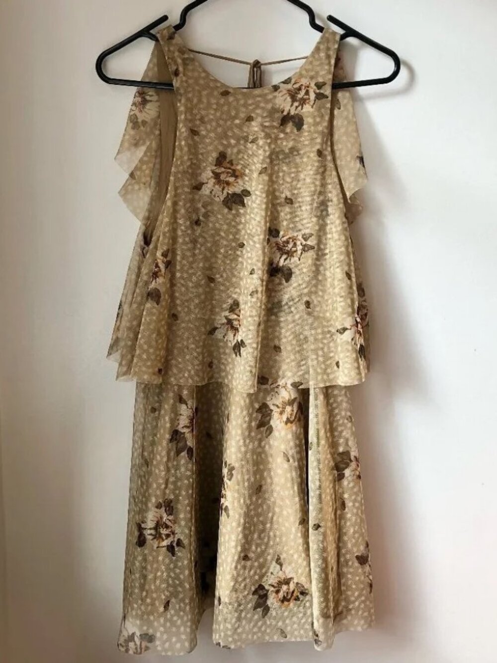 Urban Outfitters Tan Floral Swing Mini Dress
